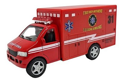 Miniatura Ambulância Vermelho Metal 1:38