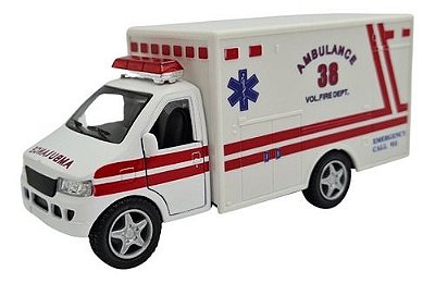 Miniatura Ambulância Branco Metal 1:38