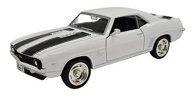 Miniatura Chevrolet Camaro Ss 1969 Rmz Branco Metal 1:36