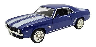 Miniatura Chevrolet Camaro Ss 1969 Rmz Azul Metal 1:36
