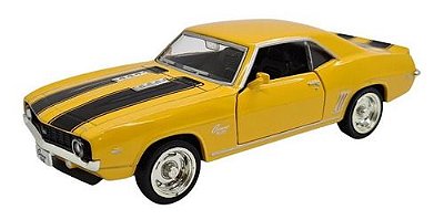 Miniatura Chevrolet Camaro Ss 1969 Rmz Amarelo Metal 1:36