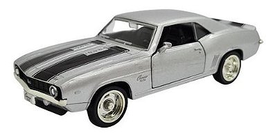 Miniatura Chevrolet Camaro Ss 1969 Rmz Prata Metal 1:36