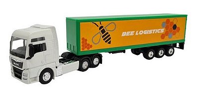 Miniatura Caminhão Man Tgx Branco Truck Carreta Baú 1:64