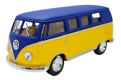 Miniatura Volkswagen Kombi 1962 Classic Azul E Amarelo 1:32