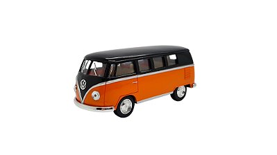 Miniatura Volkswagen Kombi 1962 Classic Preto E Laranja 1:32