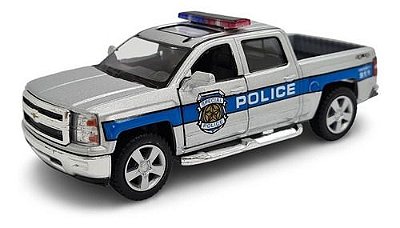 Miniatura Chevrolet Silverado 2014 Policia Metal 1:46