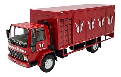 Miniatura Caminhão Ford Cargo Bebidas Vermelho Metal 1:43
