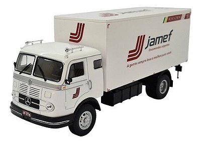 Miniatura Caminhão Mercedes Benz Lp331 Baú Jamef Branco 1:43