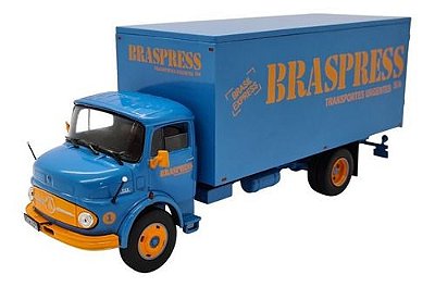 Miniatura Caminhão Mercedes Benz 1113 Baú Azul Braspres 1:43