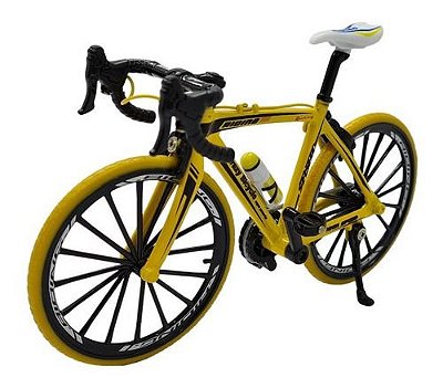 Miniatura Bicicleta Speed Mountain Bike Amarelo Metal 1:10