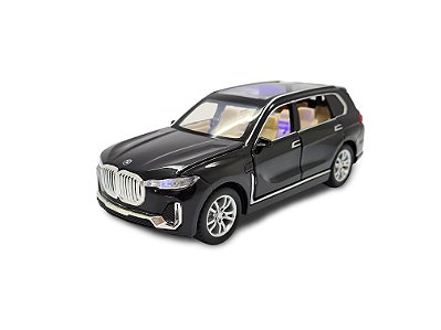 Miniatura Bmw X7 Preto Metal Acende Luz Som Alarme 1:32