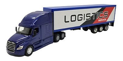 Miniatura Caminhão Freightliner Cascadia Baú Azul 1:64