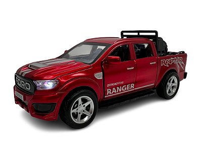 Miniatura Ford F350 Ranger Vermelho Acende Luz e Som 1:32