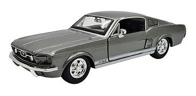 Miniatura Ford Mustang Gt 1967 Cinza Maisto Metal 1:24
