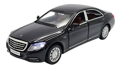 Miniatura Mercedes Benz S600 Preto Acende Luz Som Metal 1:32
