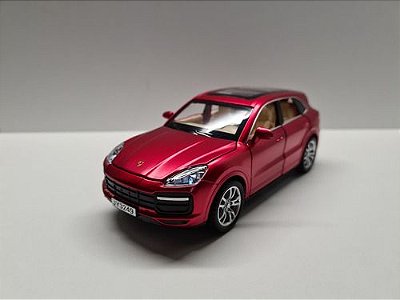 Miniatura Porsche Cayenne Turbo Vermelho Acende Luz Som 1:32