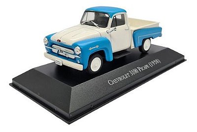 Miniatura Chevrolet 3100 Picape 1958 Azul E Branco 1:43