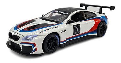 Miniatura Bmw M6 Gt3 Acende Luz E Som Metal 1:24