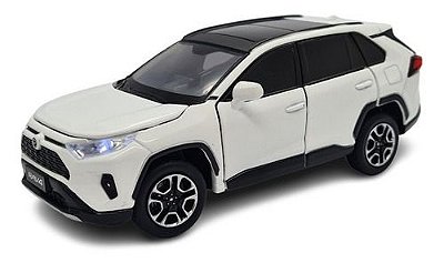 Miniatura Toyota Rav4 Branco Liga Som E Luz Metal 1:32