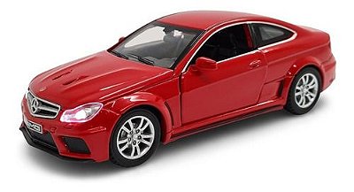 Miniatura Mercedes Benz C63 Amg Vermelho Acende Luz/som 1:32