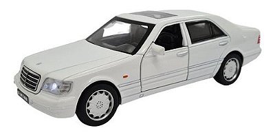 Miniatura Mercedes Benz S W140 Branco Acende Luz/som 1:32