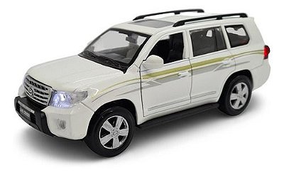 Miniatura Toyota Land Cruiser Branco Acende Luz/som 1:34