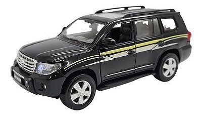 Miniatura Toyota Land Cruiser Preto Acende Luz/som 1:34