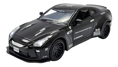 Miniatura Nissan Gtr Liberty Walk Preto Acende Luz/som 1:32