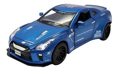 Miniatura Nissan Gtr Liberty Walk Azul Acende Luz/som 1:32