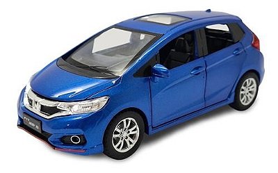 Miniatura Honda Fit Azul Metal Acende Luz E Som 1:28
