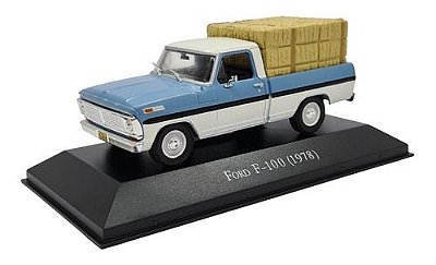 Miniatura Ford F100 1978 Azul Coleção Picapes Metal 1:43