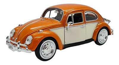 Miniatura Volkswagen Fusca 1966 Laranja Metal 1:24