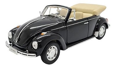 Miniatura Volkswagen Fusca Conversível Preto Metal 1:24