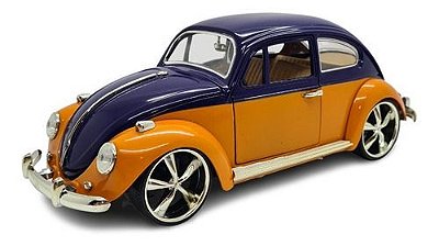 Miniatura Volkswagen Fusca Bicolor Metal Abre Portas 1:18