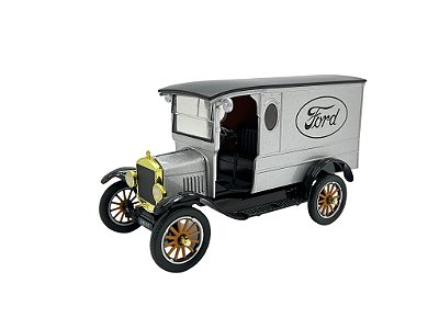 Miniatura Ford Model T 1925 Furgão Prata Motormax Metal 1:24