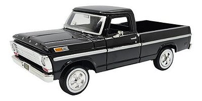 Miniatura Ford F100 1969 Pickup Preto Metal 1:24