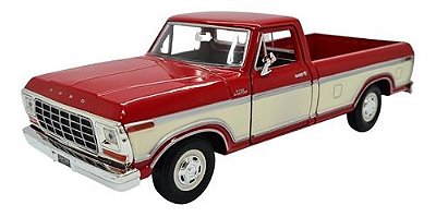 Miniatura Ford F150 Custom 1979 Vermelho Metal Motormax 1:24