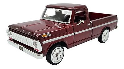 Miniatura Ford F100 1969 Pickup Bordô Metal 1:24
