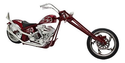 Miniatura Moto Chopper Custom Vermelho Metal 1:12