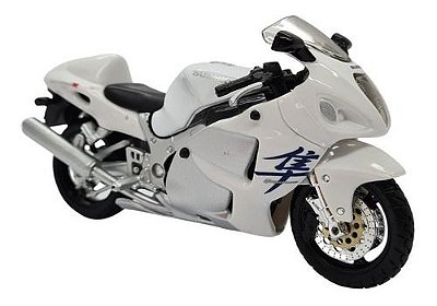 Miniatura Moto Suzuki Hayabusa Gsx 1300r Branco Metal 1:18