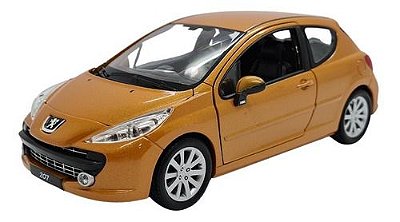 Miniatura Peugeot 207 Laranja Metal Welly 1:24