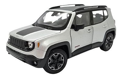 Miniatura Jeep Renegade Metal Prata Escala 1:24 Welly