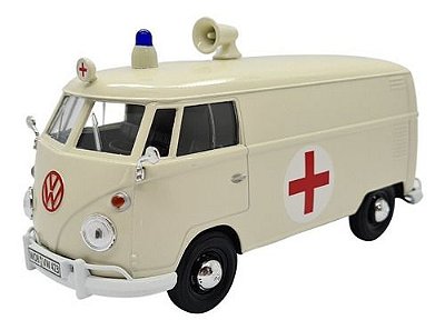 Miniatura Volkswagen Kombi Ambulância Metal 1:24