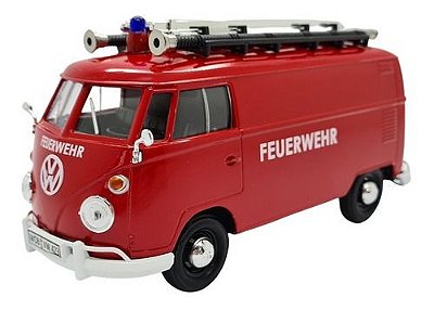 Miniatura Volkswagen Kombi Bombeiros Fire Metal 1:24