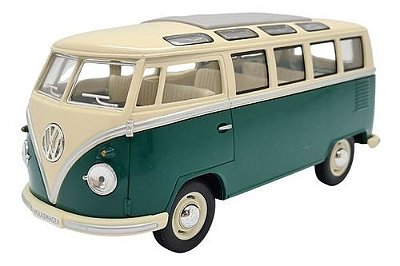Miniatura Volkswagen Kombi 1962 Verde E Bege Classic 1:24