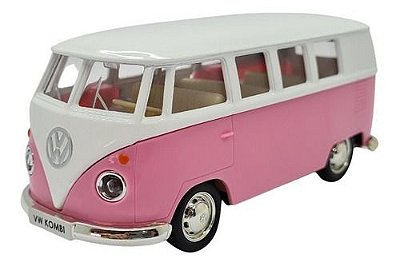 Miniatura Volkswagen Kombi 1962 Classic Rosa Metal 1:32