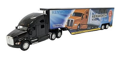 Miniatura Caminhão Kenworth T700 Carreta Baú Preto 1:68