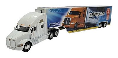 Miniatura Caminhão Kenworth T700 Carreta Baú Branco 1:68