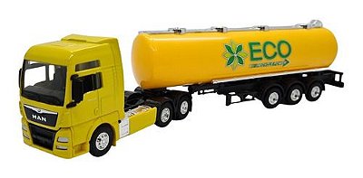 Miniatura Caminhão Man Truck Carreta Tanque Amarelo 1:64