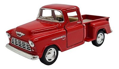 Miniatura Chevrolet Chevy Stepside 1955 Vermelho Metal 1:32